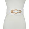 Novo estilo coreano feminino cinto largo elástico casual cintura selo feminino metal ferradura pendurado fivela decorativo cintura selo