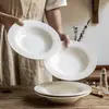 Prato de Cerâmica Jingdezhen Prato Rosqueado para Comida Ocidental Utensílios Domésticos Prato Chapéu de Palha Prato de Prato Prato de Sopa Prato de Jantar Conjunto de Pratos Fundos Prato
