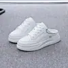 C26 Zapatos Blancos de Moda para Mujer, Pantuflas Antideslizantes de Suela Gruesa para Aumentar la Altura, Zapatos Deportivos Casuales, Zapatos Blancos Suaves para Estudiantes