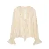 Estilo Europeo y Americano Transfronterizo Z Nueva Moda Elegante Ropa para Mujer al por Mayor Blusa con Volantes Estampado Francés 3709479