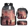 Bolsa Escolar Satchel com Estampa de Desenho Horizon para Alunos do Ensino Fundamental, Venda Quente Transfronteiriça, Casual, Redução de Peso, Grande Capacidade, Estojo