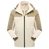 Nueva chaqueta térmica de invierno para exteriores, resistente al viento y a la lluvia, tres en uno, desmontable, de dos piezas, gruesa y cálida.