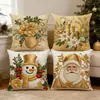 Funda de almohada navideña con estampado de dibujos animados de Papá Noel para decoración acogedora de hogar, dormitorio, sofá, vacaciones.