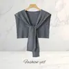 Xale Pequeno de Tricô para Primavera e Outono, Manto Feminino Versátil para Proteção do Pescoço, Cachecol de Dupla Utilização, Proteção Solar de Verão