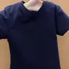 Camiseta de Algodón Puro de Marca de Moda Morado Uva de Manga Corta Ajustada para Mujer, Top de Moda Adelgazante para Verano, Paquete de 40