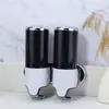 Dispensador de jabón manual de doble cabezal de plástico ABS, montado en la pared, máquina dispensadora de desinfectante de manos para hotel, baño impermeable