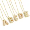 Colar de Ouro com 26 Letras Europeu e Americano Transfronteiriço Mais Vendido Inlaid com Zircônia Recortado Banho de Cobre Corrente de Contas Presilha para Colar Atacado