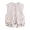 Top Chaleco de Moda para Mujer 2026 Primavera y Otoño Nuevo Estilo Europeo y Americano Dobladillo Plisado Holgado Ropa de Mujer de Moda