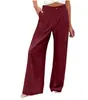 2026 Pantalones Largos de Verano Cómodos de Tiro Alto con Botones, Cintura Elástica, Pierna Ancha para Mujer, Pantalones Casuales de Pierna Recta, Transfronterizos de Amazon Europeo y Americano
