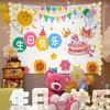 Nuevo Tapiz para Primer Cumpleaños de Niños Colgante de Pared Estilo Ins Telón de Fondo de Cumpleaños Decoración de Dormitorio Sala de Estar Habitación de Estudiantes
