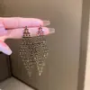 Brincos de Corrente Longa com Garras Exageradas Elegantes de Prata S925 com Strass para Mulheres Brincos com Franjas de Diamante Colorido Europeus e Americanos Brincos da Moda