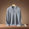 Nuevo suéter de punto para otoño/invierno con cuello POLO, 100% cachemir puro, para hombre, adecuado para ropa de negocios casual, proporcionando calidez