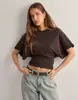 Camiseta Pulôver de Gola Redonda de Design Estilo Coreano 2025 de Manga Curta para Mulheres Verão Novo Estilo Simples e Versátil Cor Pura Top Solto