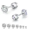 Amazon Moda pendientes de tachuela de Zirconia de cuatro garras de acero inoxidable para mujer dos cabezas Diamante Doble pendientes de acero de titanio tachuela para cartílago de la oreja venta al por mayor de fábrica