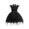 Na quarta-feira, Adams cos roupas festa infantil vestido de chifon preto de Adams peça única entrega