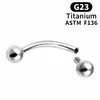 Arete de Titanio F136 de Doble Punta Curvada, Sencillo Stud Redondo para Ceja, Stud para Labio, Stud para Cartílago de la Oreja, Joyería para Piercing Corporal