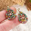 Pendientes, Colgantes, Collares de Estilo Étnico Más Vendidos, Accesorios para Joyería DIY, Colgantes Incrustados con Cuentas de Semilla, Joyería de Aleación, Yiwu
