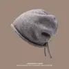 Gorro de Punto Grueso para Mujer, Otoño e Invierno, Versátil Cálido Coreano con Borde Enrollado, Gorro de Punto de Moda Famoso en Internet para Clima Frío