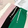 Pantalones casuales de color sólido de cintura media con textura waffle y efecto air puff para mujer, nuevos de primavera, estilo coreano, holgados con cordón ajustable y pernera ancha, a la moda