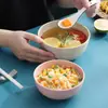 Tigela Grossa para Comer de Palha de Trigo Simples Grande Doméstica Tigela Comestível Dormitório de Estudante Tigela Esmaltada Tigela Infantil Resistente a Quedas
