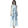 Vestido tradicional teñido con nudos de Yunnan-Guizhou teñido de azul, vestido largo teñido con nudos hecho a mano, adelgazante, suave y dulce vestido de tirantes