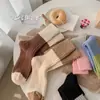 Calcetines de felpa de color liso para Otoño e Invierno, calcetines de cachemira hasta la mitad de la pantorrilla para mujer, absolutamente elegantes, combinan con todo, calcetines de moda personalizados, moda para estudiantes