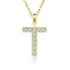 Plata S925 Venta Caliente Transfronteriza Diamante Incrustado Moissanita 26 Letras Colgante de Joyería Collar Versátil Nuevo Estilo de Verano