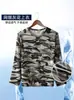 Traje Camuflado de Comercio Exterior para Verano y Primavera para Hombre de Manga Larga Pantalones Elásticos Delgados de Seda de Hielo Deportivos Casuales Camiseta Transpirable para Hombre