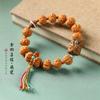 Pulsera de cuerda tejida a mano de estilo étnico artístico de moda nacional hecha a mano, con cuentas de Bodhi de diamante de colores de la suerte y una linda pulsera de mascota linda