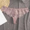 Sexy rendas roupas íntimas femininas sexy tanga fina cinta cintura baixa calças t transparente luz cuecas macias