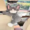 Caixa de lenços para carro gato fofo bolsa de lenços para pendurar no encosto do banco do carro brinquedo de pelúcia criativo bolsa de lenços para pendurar no carro