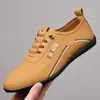 Zapatos de Cuero de Verano, Zapatos de Cuero Suave para Hombre, Zapatos Casuales de Negocios para Hombre con Suela Suave, Mocasines Ligeros sin Cordones, Zapatos Blancos