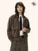 Chaqueta Yongfang Estilo Americano Old Money para Hombre y Mujer, Retro Melange Polar Casual Holgado Cuello Alto Versátil
