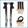 Trenzas para Peluca de Mujer, Cola de Caballo, Estilo Y2K Realista, Trenzas de Boxeadora, Cabello Trenzado, Estilo de Celebridad de Internet, Doble Cola de Caballo con Lazo