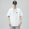 Camiseta de Manga Corta Pesada de Tres Puntadas 260g para Hombre, Marca de Verano de Moda Algodón, Corte Holgado Estilo Americano, Cuello Redondo, Media Manga Estampada
