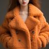 Casaco de Lã Falsa Sherpa Laranja para Mulheres, Novo Estilo Popular 2026, Top de Lã Granulada Espesso Estilo Chanel para Outono e Inverno