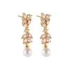 Pendientes Largos de Perlas de Lujo Europeos y Americanos Más Vendidos para Mujer, Nuevos Pendientes Personalizados de Circonita, Pendientes de Moda y Versátiles