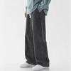 Calça jeans cinza solta reta japonesa plus size masculina, calça harém da moda plus size, jeans casual da moda para outono e inverno