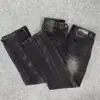Estilo americano corte limpio elástico divino realzador de altura pierna recta micro campana hilo tejido de agua lavado negro-gris jeans de mezclilla hombre algodón