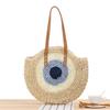 Bolso de playa tejido de paja para mujer, para vacaciones, ocio, viajes, verano, sencillo, redondo, con hombro, portátil