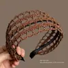 Diadema tejida negra de ala ancha para mujer, adecuada para uso diario, alto soporte craneal, antideslizante, accesorio para el cabello que no se cae