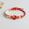 Pulsera tejida de nudo mandala hecha a mano diy cuerda de mano con nudo de flor de melocotón rosa puede usar cuentas de la suerte accesorios de joyería pulsera