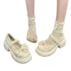 Sapatos de couro grossos estilo francês para meninas, doces, estilo britânico, sapatos Mary Jane versáteis com laço, nova coleção primavera/outono 2026
