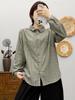 Camisa rayada japonesa para mujer primavera retro camisa holgada capa base casual manga larga top hilo de algodón mayoreo