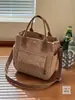 Bolsa Tote Artística Original de Pana Multibolsillos para Llevar en la Mano Cruzada Bolso para Estudiantes Simple Versátil Portátil Bolsa para Lonchera