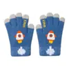 Guantes Infantiles para Niños Otoño e Invierno Dibujos Animados Lindos Cohete Lana Tejidos Cálidos A Prueba de Frío Cinco Dedos Estudiantes de Primaria Exteriores