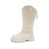 Botas longas e quentes forradas com fleece para meninas para outono e inverno, botas de neve de cano alto infantis, botas de couro estilosas de princesa para meninas
