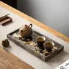 Bandeja de Té Año del Caballo Bandeja Seca para Té Base para Tetera Base Aislante Térmico Estilo Wabi-Sabi Vintage Accesorios para Juego de Té con Sensación de Peso