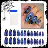 Europeu e Americano Transfronteiriço Halloween Noite Escura Céu Estrelado Gato Preto Amêndoa Formato Unhas Postiças Unhas Falsas Pressonnails