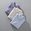Camisa de Lino Hilado para Hombre Cuatro Estaciones Manga Larga Top Estilo Coreano Lino Transpirable Camisa talla extra Casual Holgado para Hombre